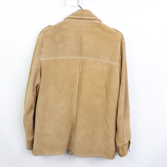 70s Sears Mens 40 Lined Suede Leather Jacket Tan - Picture 6 of 8